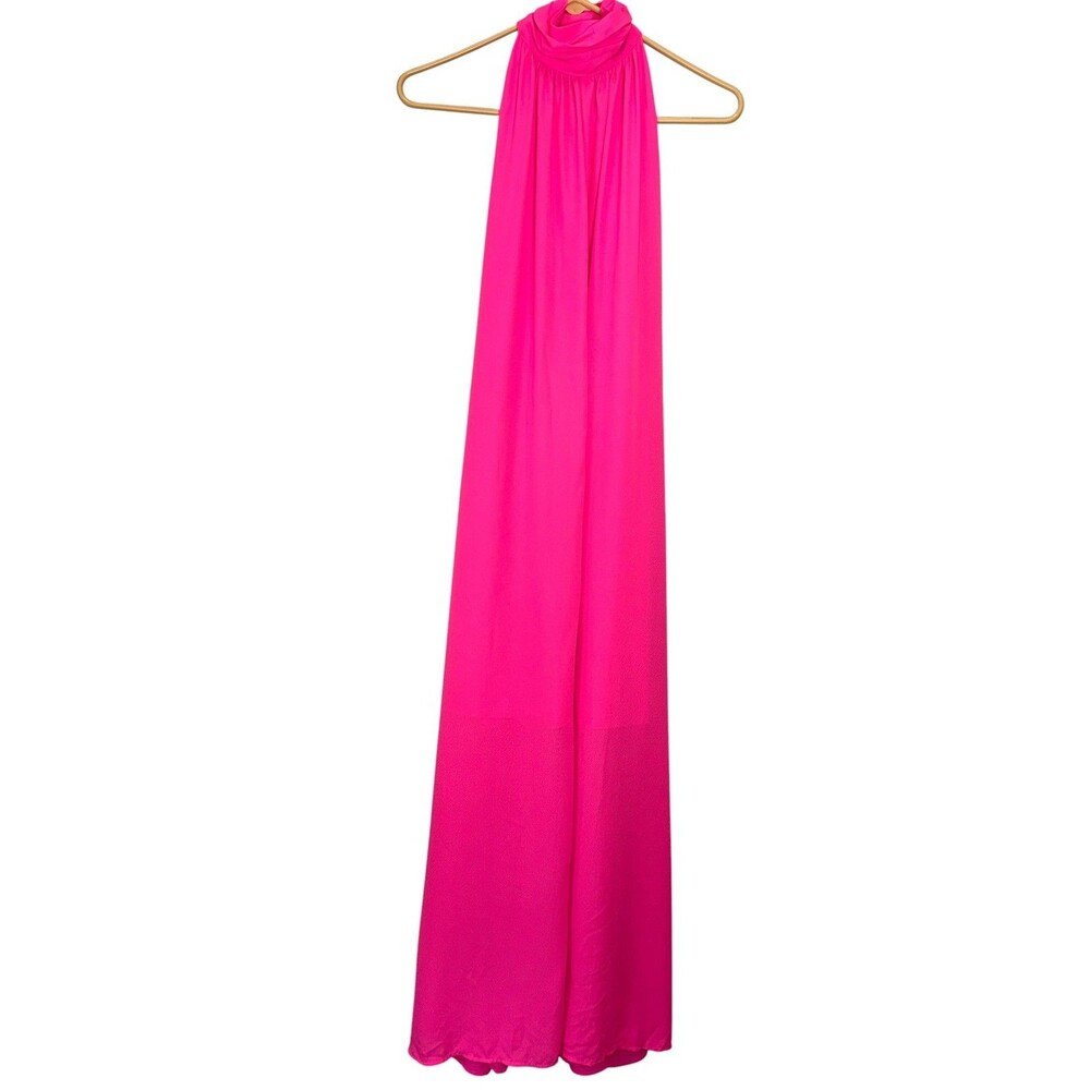 New York & Company Flowy Lined Halter Dress Hot Pink Tie/Button Neck Sleeveless
